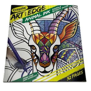 Crayola Art With Edge  Animal Ink Doodle Activity Coloring Book 32 Pages New